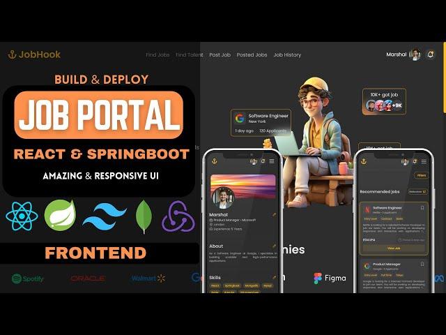 Full Stack Job Portal Application with React & Springboot | Frontend | MongoDB | Redux | Episode 1