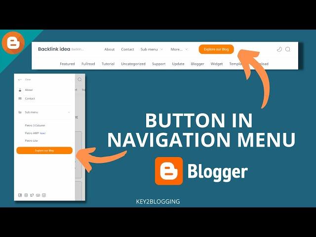 How to Add Button in the Navigation Menu of Blogger | ( Blogger  customization )