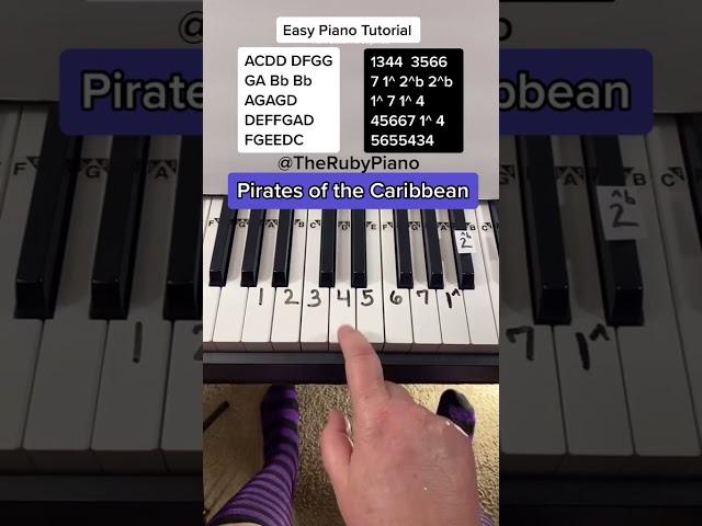 Pirates of the Caribbean Piano Easy Tutorial With Letter Notes #shorts #piano