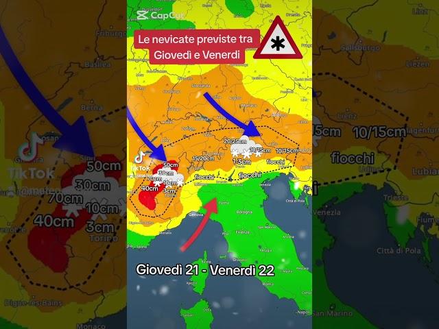 La neve prevista sul nord Italia