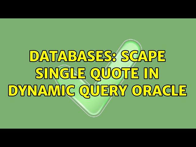 Databases: Scape single quote in dynamic query Oracle