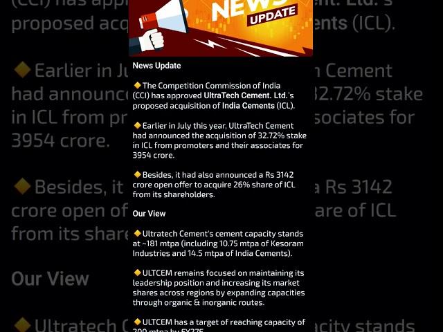 Stock update - Ultratech cement #shorts #ultratechcement #stockupdate #sharemarketnewstoday