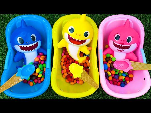 Satisfying ASMR l Magic Bathtubs with Rainbow Kinetic Sand M&M's & Skittles Candy Mixing Cutting