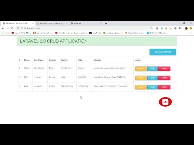 How to create Laravel 6 Crud Part3 (Fetching Data  from Database to the Bootstrap Table) with s-code