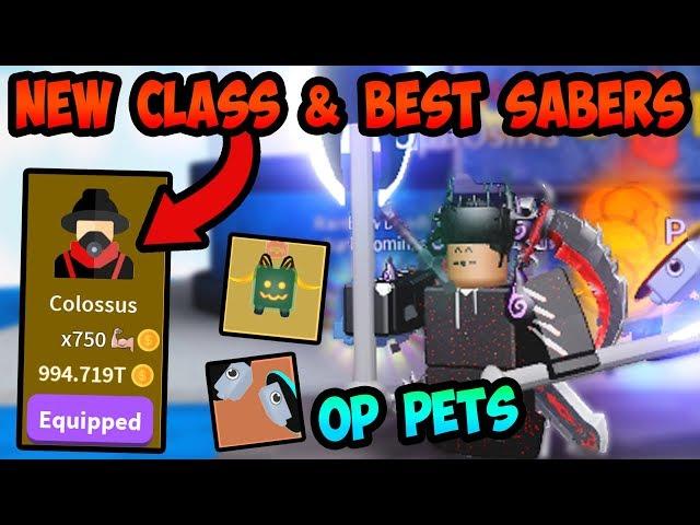 GETTING THE *NEW* CLASS AND BEST SABERS! OP PETS! - Roblox Saber Simulator