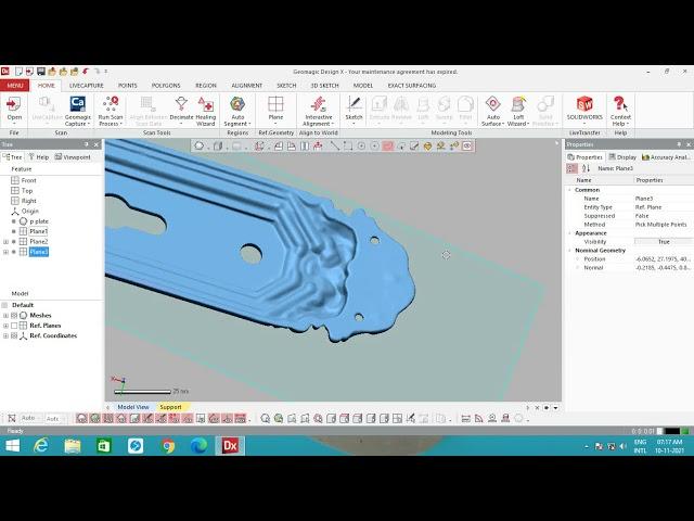 Alignment of STL scanned file in Geomagic software