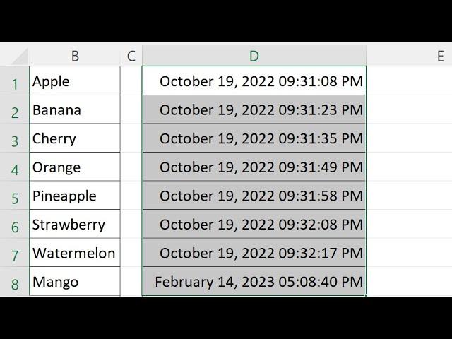 How to Insert Timestamp in Excel When Cell Changes