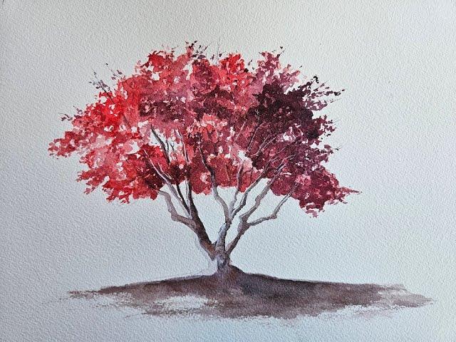 HOW TO PAINT A MAPLE TREE Watercolor tutorial for beginners.