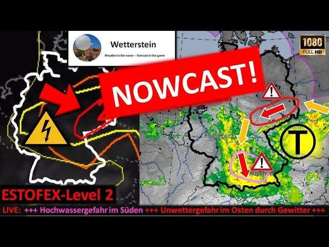 NOWCAST: #Unwettergefahr am Samstag: Gewitter mit hohen Regensummen - #Hochwassergefahr im Süden