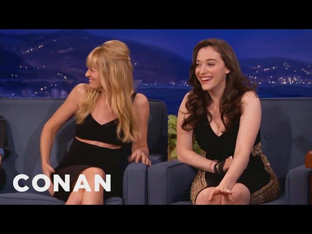 Beth Behrs Accidentally Grabbed Kat Dennings' Boob | CONAN on TBS