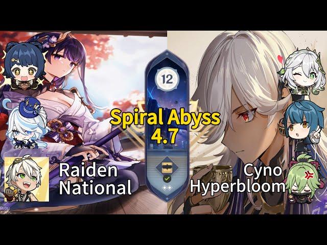 Raiden National & Cyno Hyperbloom | Spiral Abyss 4.7 | Genshin Impact