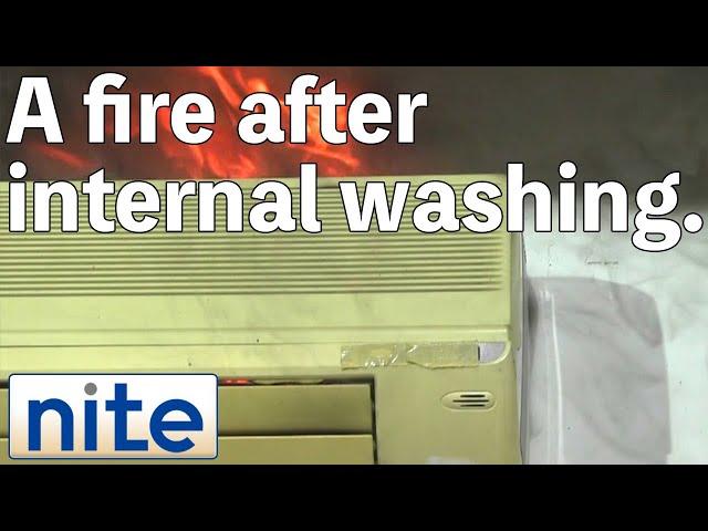 【nite-ps】Air conditioner:4.A fire caused by washing liquid splashed over internal components