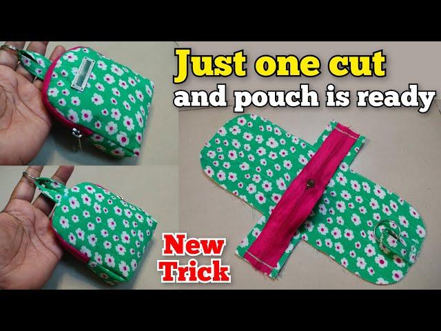 New Trick - Just one cut and pouch is ready| DIY Coin Purse in 5 minutes/ purse/ DIY mini bag pack