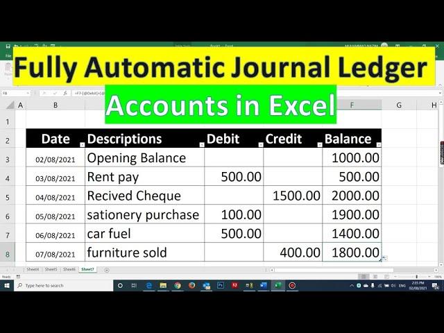 How to create a journal ledger book in excel step by step | Fully automatic journal ledger account