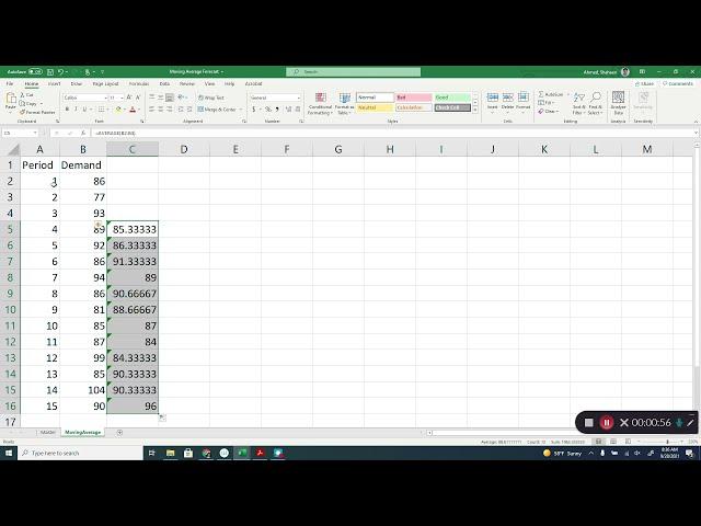 Moving Average Forecasting Using Microsoft Excel