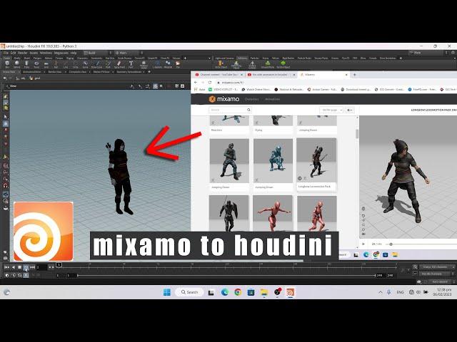 How to import mixamo character with animation in houdini 19 | houdini tutorial for beginner