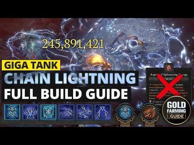 Giga Tank Chain Lightning Sorcerer Build Guide No Splintering! Infernal Hordes T8/Pit T120+ Season 5