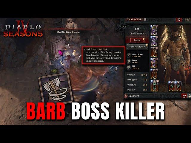 WHIRLWIND IS A CRAZY BOSS KILLER?! Barb Build Guide for Season 5 Diablo 4