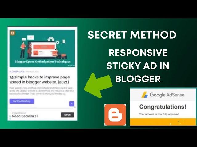 How to Add Responsive Bottom Sticky Ads in Blogger | Updated [2022] | Increase Adsence Earning
