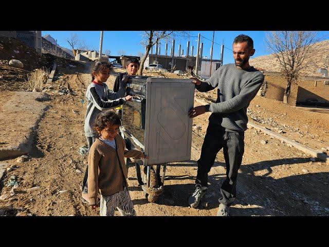 Mustafa bought a beautiful stove for the kitchen, her children were very happy.