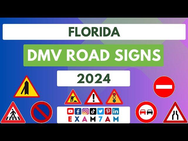 FLORIDA DMV ROAD SIGN WRITTEN TEST | LEARN ROAD SIGNS IN 2024 | PASS YOUR DMV WRITTEN EXAM