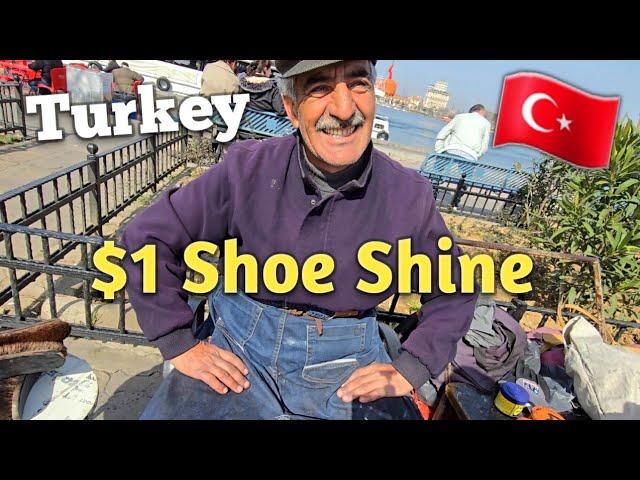 $1 HONEST SHOE SHINE MAN | ISTANBUL TURKEY   (ASMR)