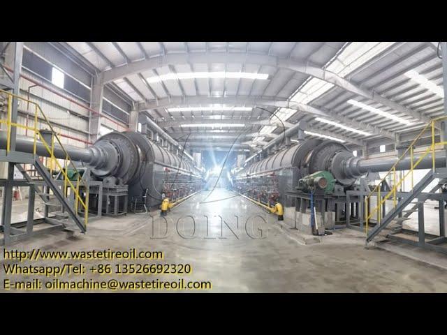 New type continuous waste tyre pyrolysis plant project running video