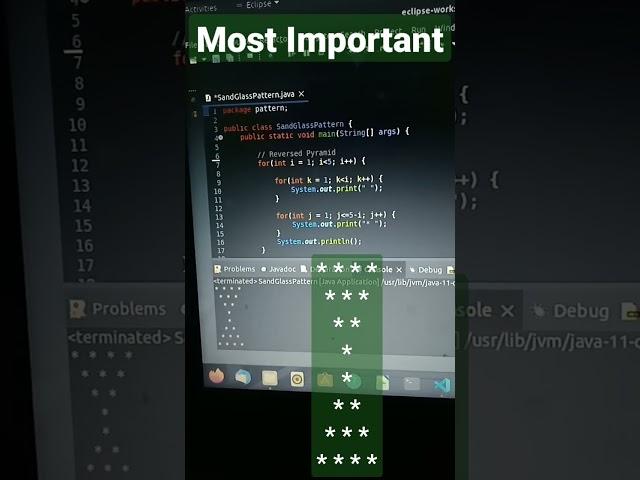 Print SandGlass Star Pattern Using#java programs#logicbuilding