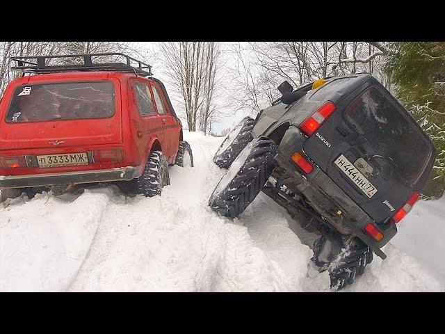 НЕОЖИДАННЫЙ финал НИВЫ против Suzuki Jimny испытание в снегу на бездорожье