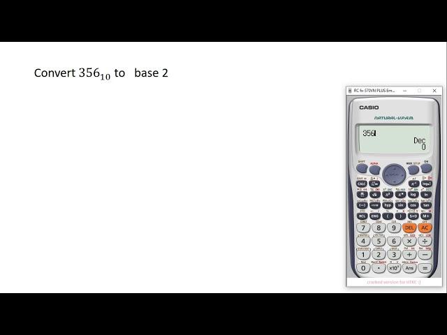 Using the Calculator to convert a number from base 10 to base 2