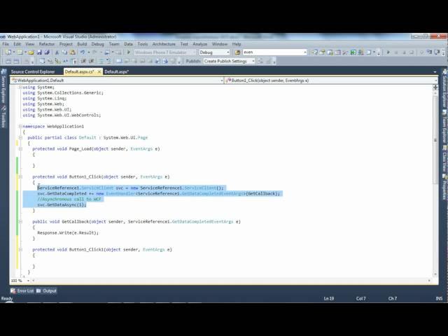 Simplest Asynchronous WCF Service Call sample -- C# (Video)