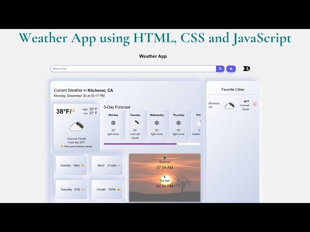 Create responsive Weather app using html, css and javascript with the help of open weather api