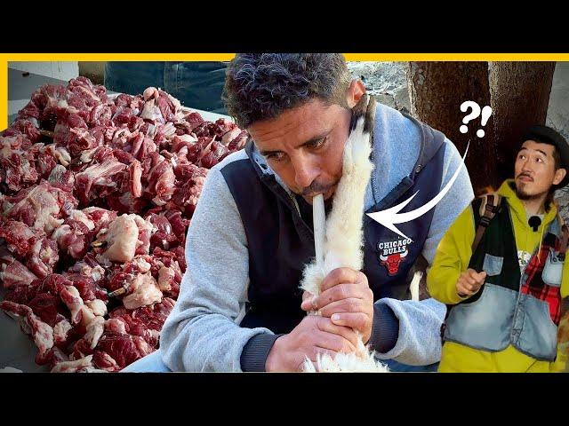 Rare Mountain Village Food in Tunisia  Tons of Roasted Lamb Skewers in Toujane / Tunisian Food