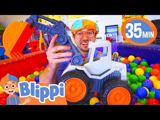 Blippi Excavates for an Excavator in Fidgets Indoor Playground! | BEST OF BLIPPI TOYS