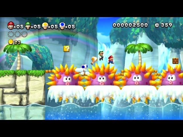 New Super Mario Bros. U -- Sychronized Platforming in Urchin Shoals