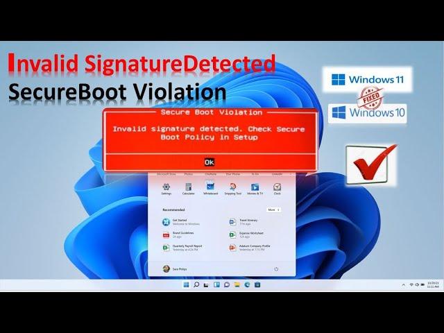 How to Fix the ‘Secure Boot Violation – Invalid Signature Detected’ Problem on Windows? |