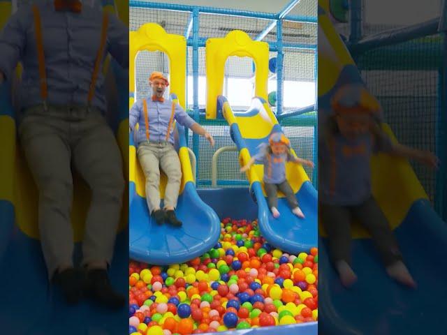 Blippi and Layla Go Down the Slide! #Shorts