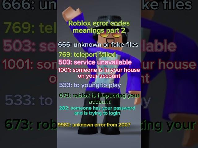 Roblox error code meanings Part 2 #roblox #errorcodes #scary #fyp #shorts #viral