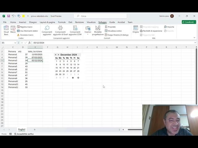 Excel: inserire un calendario visuale a scomparsa.