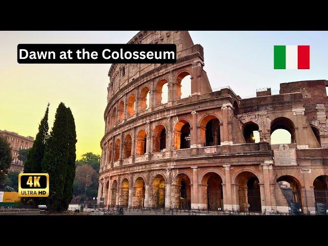 Colosseum Dawn in 4K - Walking Tour of Rome Italy 2024