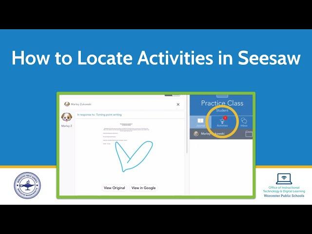 (No Audio) How to Locate an Assignment in Seesaw