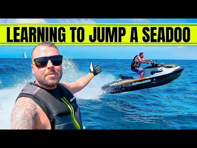 Learning to JUMP my HUGE SeaDoo Fish Pro! (DOLPHINS SPOTTED)