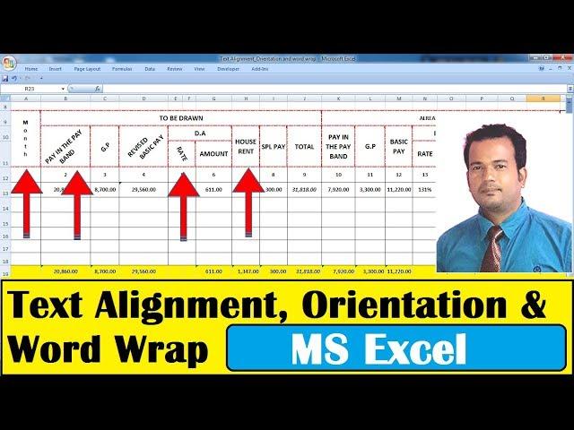 Text Alignment , Orientation, Word Wrap in Excel