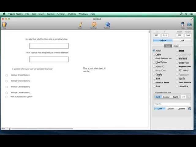 Web form object overview using Touch Forms for Mac