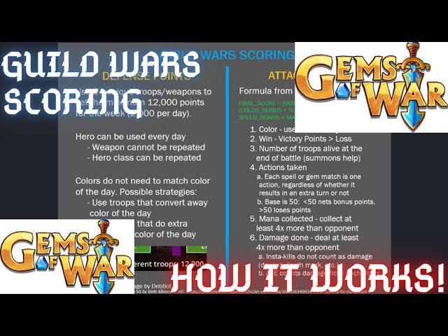 Gems of War How GUILD WARS SCORING works explained! | From bracket 1 & 2 players and developers