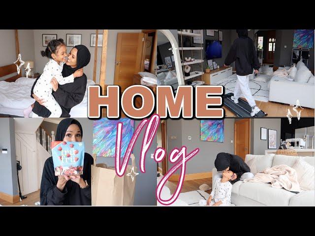 HOME VLOG! new walking pad, grocery haul, curly hair care +mini  house reset!