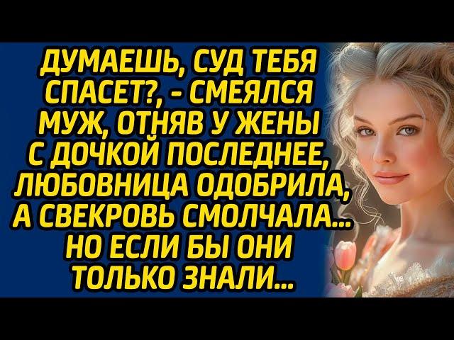 Думаешь, суд тебя спасет?, - смеялся муж, отняв у жены с дочкой последнее, любовница одобрила...