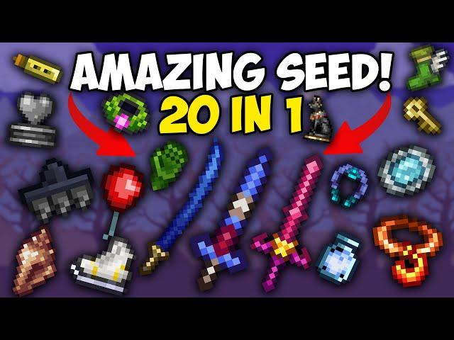 Terraria 1.4.4.9 Amazing 20 in 1 Seed! | Enchanted sword, Lava Charm, Muramasa, Hermes Boots, etc...