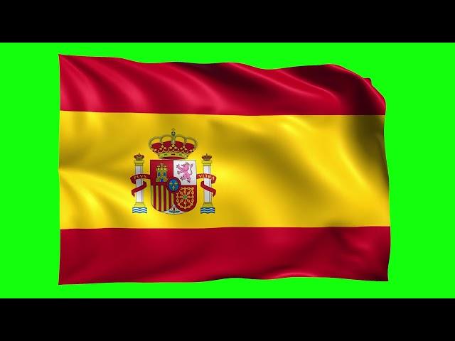 Green screen Footage | Spain Waving Flag Green Screen Animation | Royalty-Free