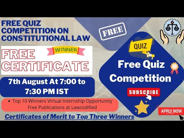 Free Quiz Competition on Constitutional Law With Certification | Free Certificate